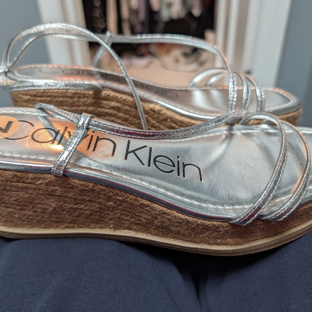 Calvin Klein Silver Women's Wedge Sandals
